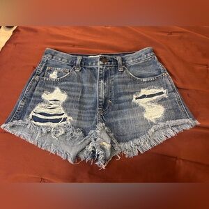 Size 1 Hollister Blue Denim Cut Off High-Rise Shorts‎